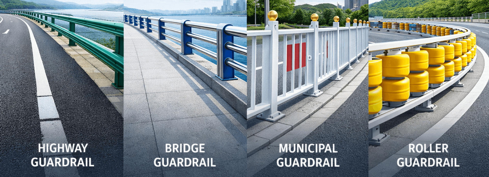 HIGHWAY GUARDRAIL, BRIDGE GUARDRAIL, MUNICIPAL GUARDRAIL, ROLLER GUARDRAIL